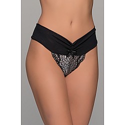 Ψηλόμεσο String Δαντέλα και Τούλι   Μαύρο Milena By Paris 007745-Μαύρο