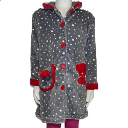 Παιδική ρόμπα fleece κουμπιά Lydia Creations 17599 Γκρι-κόκκινο
