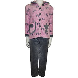 Παιδική πυτζάμα fleece Lydia Creations 17595 Ροζ-Γκρι