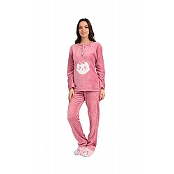 Παιδική Πιζάμα Κοριτσίστικη Χειμερινή Fleece Πατιλέτα 4-16 Lydia Creations 22552-1 ΡΟΖ