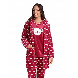 Παιδική Ρόμπα Κοριτσίστικη Χειμερινή Fleece Kουμπιά 6-16 Lydia Creations 22556-1 Μπορντό
