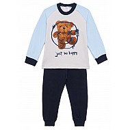 Παιδική Βρεφική Πιζάμα Χειμερινή Βαμβακερή Αγορίστικη Τύπωμα Just be Happy 5 ΕΤΩΝ-10Ε Pretty Baby 68190-6-591 ΓΚΡΙ ΜΠΛΕ