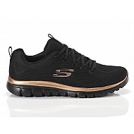Αθλητικό παπούτσι ανατομικό SKECHERS Graceful Get Connected 12615/BKRG Μαύρο/Χρυσό