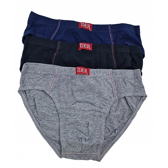 Παιδικό Βαμβακερό Εσώρουχο Σλιπ 3Pack IDER 3102 ΓΚΡΙ/ΜΑΥΡΟ/ΜΠΛΕ