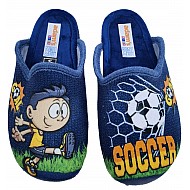 Παιδική Αγορίστικη Χειμερινή Παντόφλα με Print SOCCER Μπάλα 24-30 ADAM'S 624-21743-38 μπλε