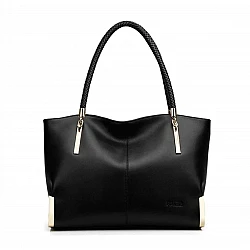 Δερμάτινη Γυναικεία Τσάντα Shopper 'Ωμου Foxer 938032F μαύρο