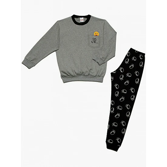 Παιδική πιζάμα Unisex Χειμερινή Βαμβακερή Signature print 8-10 Minerva 61907-6-23 ΓΚΡΙ