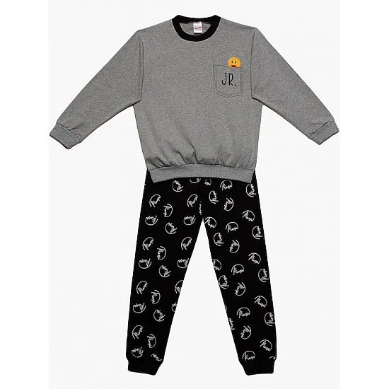 Παιδική πιζάμα Unisex Χειμερινή Βαμβακερή Signature print 8-10 Minerva 61907-6-23 ΓΚΡΙ