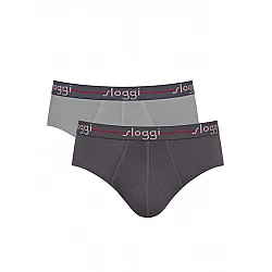 Ανδρικό Εσώρουχο Σλιπ Βαμβάκι 2 PACK SLOGGI MEN MIDI START 10206949-0034 BLACK COMBINATION-ΓΚΡΙ