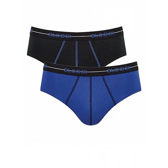 Ανδρικά Σλίπ SLOGGI MEN MIDI START  2 PACK 10050546-V005 Μαύρο-Μπλε