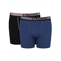 Ανδρικό εσώρουχό μπόξερ Boxer βαμβάκι 2Pack Sloggi Go ABC SHORT 10211236 M008 Μαύρο Μπλε