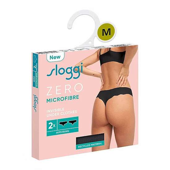 Γυναικείο εσώρουχο Slip laser cut Sloggi Zero Microfibre Hipstring 10214692-0004-04 2PACK ΜΑΥΡΟ