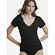 Γυναικείο top Φανελάκι t-shirt Bamboo με Κοντό Μανίκι V Λαιμόκοψη δαντέλα Walk W2208-02 ΜΑΥΡΟ