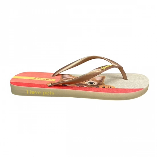 Γυναικεία Σαγιονάρα Γατούλα LOVE PETS FEM IPANEMA 27005-BH198 780-25393-27 BEIZE GOLD PINK