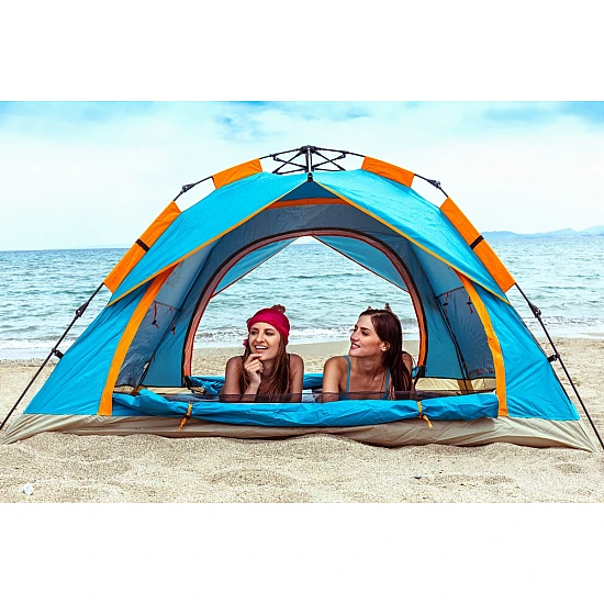 Σκηνή Παραλίας 210cm X210cmX135cm 4 Ατόμων με Αυτόματο Άνοιγμα Προστασία από UV Άξονες Fiberglass 7.9mm Solart 1664 ΠΕΤΡΟΛ