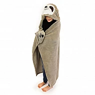 Παιδική Κουβέρτα Fleece 100cm x 130cm με κουκούλα σχέδιο sloth Noxxiez BL809 ΜΠΕΖ