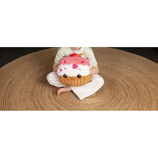 Παιδικό Cuddle Pillow Λούτρινο Cupcake Μαξιλάρι Αγκαλιάς με τσέπες για ζεστά χέρια Hand warmers Noxxiez HW741 ΚΑΦΕ ΛΕΥΚΟ ΡΟΖ