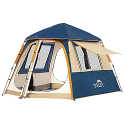 Σκηνή Παραλίας Camping Αδιάβροχη 330x220x185cm. 3 Ατόμων με Αυτόματο Άνοιγμα Προστασία από UV Άξονες Fiberglass Solart 1668 ΜΠΕΖ ΜΠΛΕ