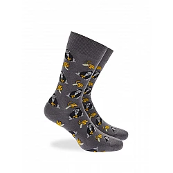 Ανδρική Κάλτσα Βαμβακερή με Σχέδιο WALK W1064-30-10 ΓΚΡΙ ΣΚΟΥΡΟ