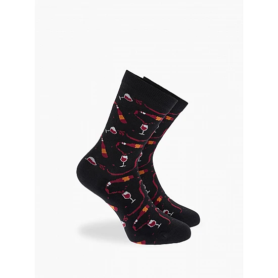 Κάλτσα Βαμβακερή Σχέδιο Wine One Size 36-40 Μαλακό Λάστιχο WALK W132-9-02 ΜΑΥΡΟ