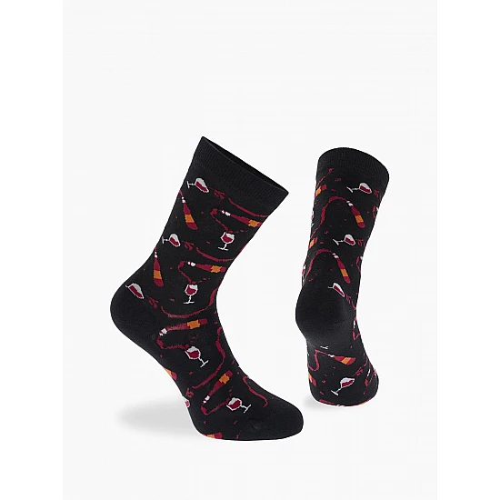 Κάλτσα Βαμβακερή Σχέδιο Wine One Size 36-40 Μαλακό Λάστιχο WALK W132-9-02 ΜΑΥΡΟ