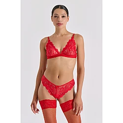 Δαντελένιο Bralette Τριγωνάκι   Κόκκινο Milena By Paris 010212-Κόκκινο