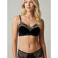 Βελούδινο Bralette με Δαντέλα   Μαύρο ασημί Milena By Paris 010219-Μαύρο-ασημί