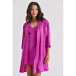 Σετ Σατέν Εσωρούχων Νυχτικάκι + Ρόμπα   Magenta Milena By Paris Set3429-5369-Magenta