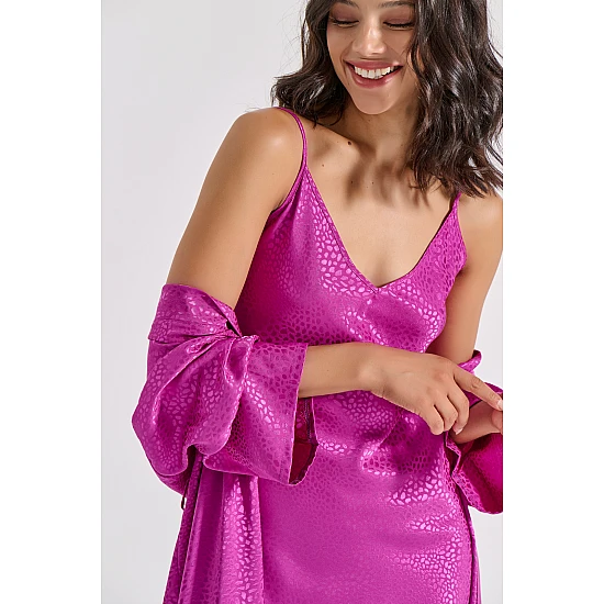 Νυχτικάκι Σατέν Ζακάρ + String   Magenta Milena By Paris 003429-Magenta