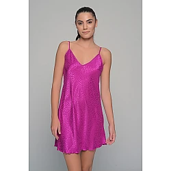 Νυχτικάκι Σατέν Ζακάρ + String   Magenta Milena By Paris 003429-Magenta