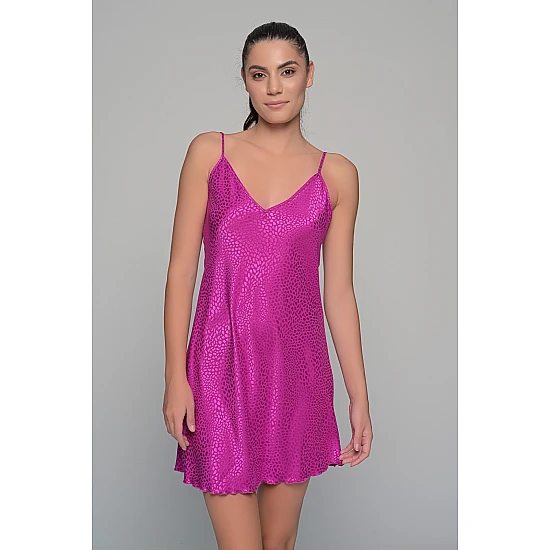 Νυχτικάκι Σατέν Ζακάρ + String   Magenta Milena By Paris 003429-Magenta