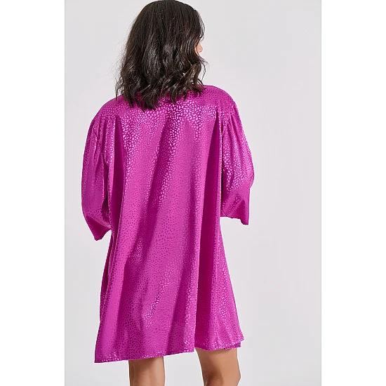 Σετ Σατέν Εσωρούχων Νυχτικάκι + Ρόμπα   Magenta Milena By Paris Set3429-5369-Magenta