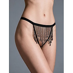 G string Ανοιχτό στον Καβάλο με Πέρλες   Μαύρο Milena By Paris 060108-Μαύρο