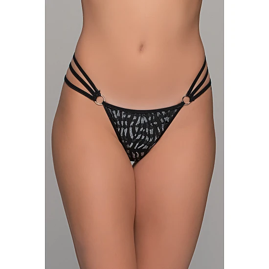 G string Τριπλά Λάστιχα   Μαύρο ασημί Milena By Paris 006921-Μαύρο-ασημί