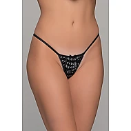 Micro G string Τούλι και Βελούδο   Μαύρο ασημί Milena By Paris 006925-Μαύρο-ασημί