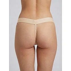 G string Γυαλιστερή Λύκρα με Φαρδύ Λάστιχο   Μπεζ Milena By Paris 006964-Μπεζ