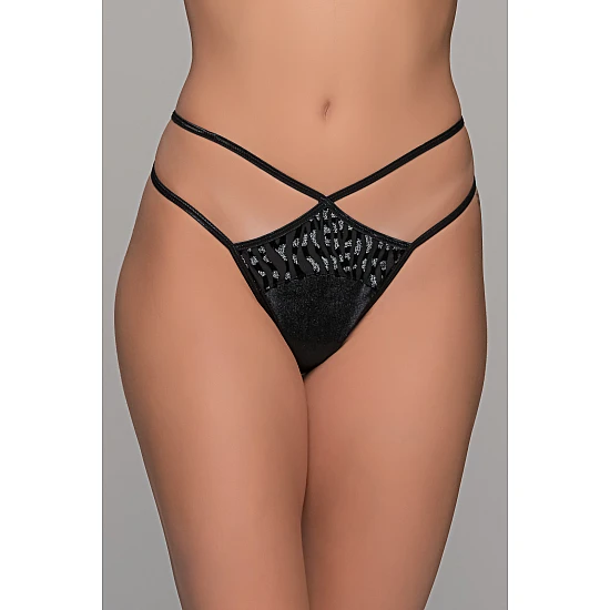 Tanga String Βελούδο   Μαύρο Milena By Paris 007727-Μαύρο