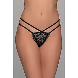 String Tanga Δαντέλα Φίδι   Μαύρο Milena By Paris 007732-Μαύρο