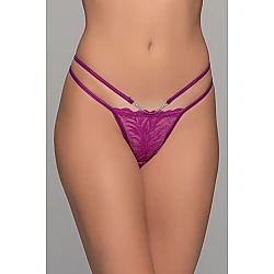Δαντελένιο String με Strass   Magenta Milena By Paris 007743-Magenta