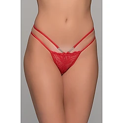 Δαντελένιο String με Strass   Κόκκινο Milena By Paris 007743-Κόκκινο