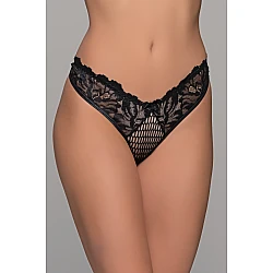 String Δαντέλα και Χοντρό Δίχτυ – Μαύρο Milena By Paris 007744-Μαύρο
