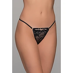 Δαντελένιο String με Καρδούλες   Μαύρο Milena By Paris 007749-Μαύρο