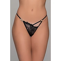 Δαντελένιο String με Strass   Μαύρο Milena By Paris 007750-Μαύρο