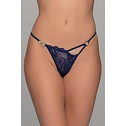 Δαντελένιο String με Strass   Μπλε Milena By Paris 007750-Μπλε