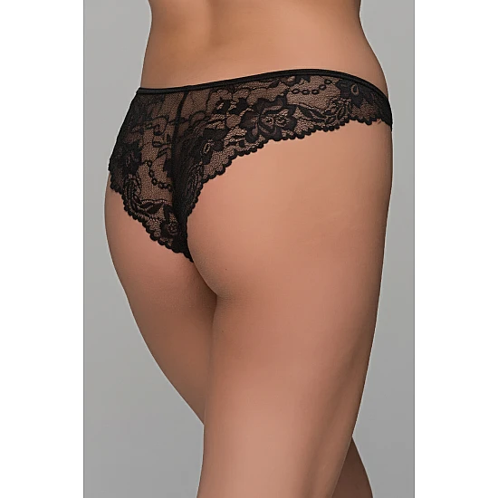 Σατέν Brazilian Slip με Δαντέλα – Μαύρο Milena By Paris 008501-Μαύρο