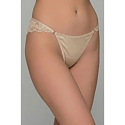 Σατέν Brazilian Slip με Δαντέλα – Μπεζ Milena By Paris 008551-Μπεζ