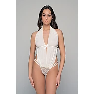 Body String με Ύφασμα Πλισέ και Δαντέλα   Ιβουάρ Milena By Paris 002490-Ιβουάρ