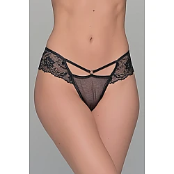 Brazilian Σλιπ με Δαντέλα και Τούλι   Μαύρο Milena By Paris 008459-Μαύρο