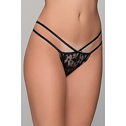 Δαντελωτό String   Μαύρο Milena By Paris 007697-Μαύρο