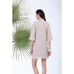 Καφτάνι Rayon με Διακοσμητικό Μοτίφ   Μπεζ Milena By Paris 040163-Μπεζ